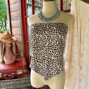 Anthropologie Strapless Satin Scarf Top